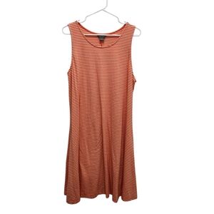 Natural Reflections Orange White Stripes Tank Swing Dress Size XXL Beach Sporty